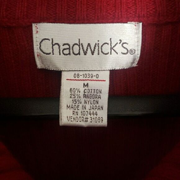 Chadwick Sweater Vest Womens Size M Red Full Zip Ribbed Mock Neck Zipper Pockets - Picture 2 of 12